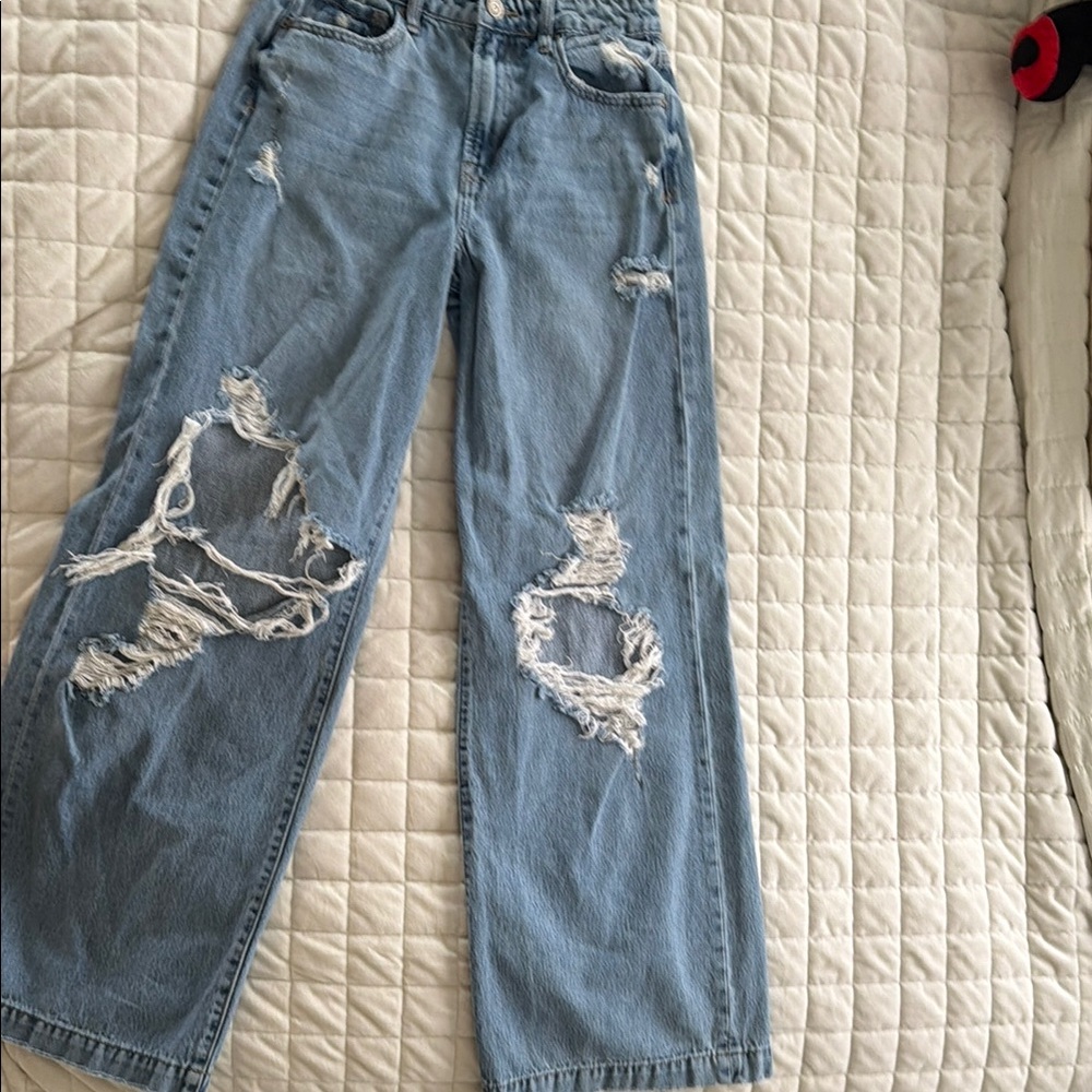 Light Blue Distressed Women's Jeans - Classic High-Rise Fit